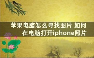 苹果电脑怎么寻找图片 如何在电脑打开iphone照片